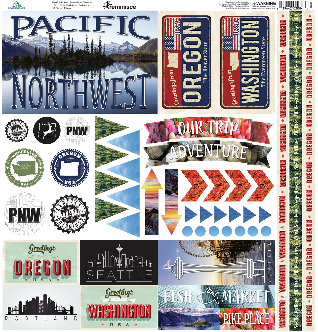 Reminisce Elements Cardstock Stickers 12"X12" - The Great Northwest