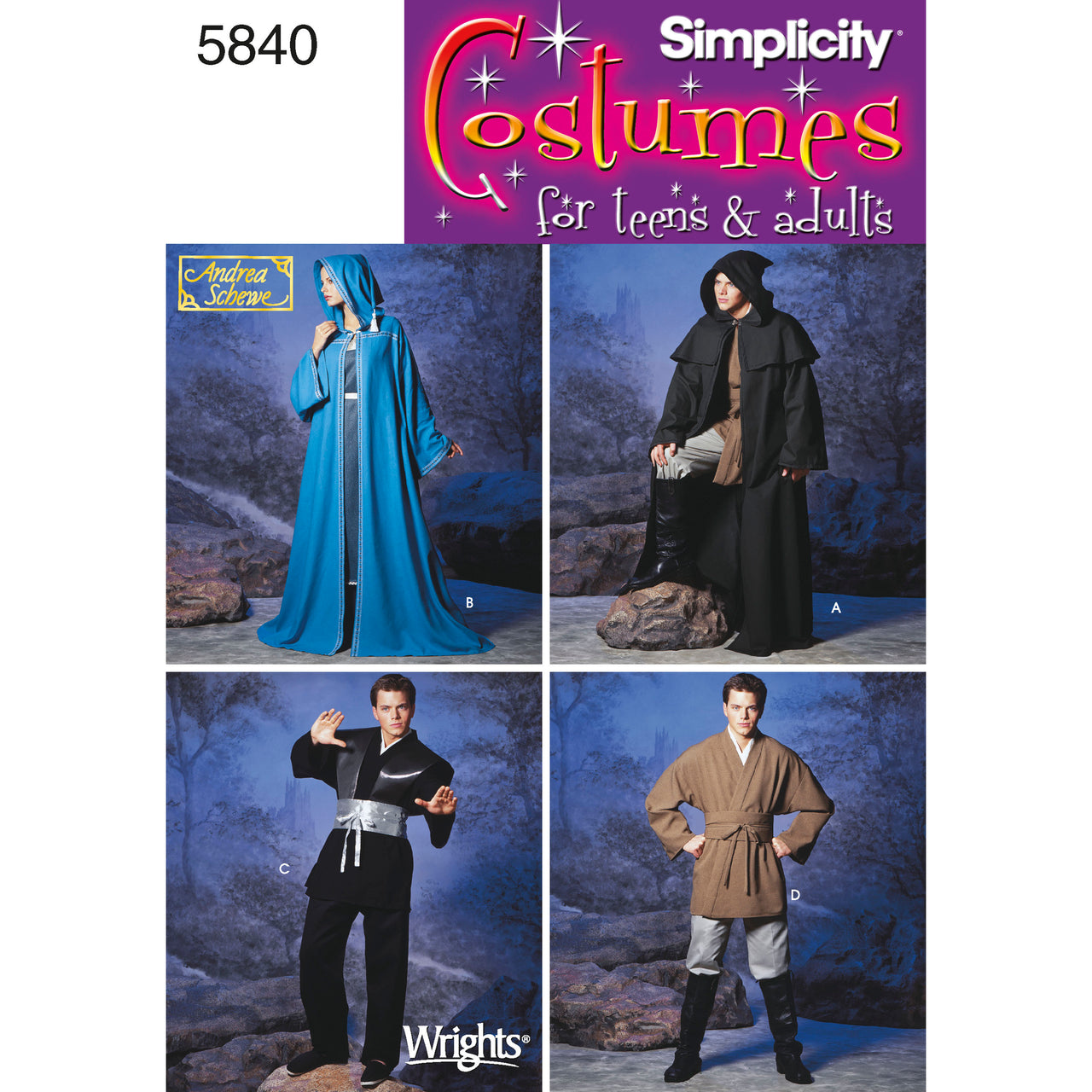 Simplicity Women's, Men & Teen Costumes 5840 - Paper Pattern, Size A (XS,S,M,L,XL)