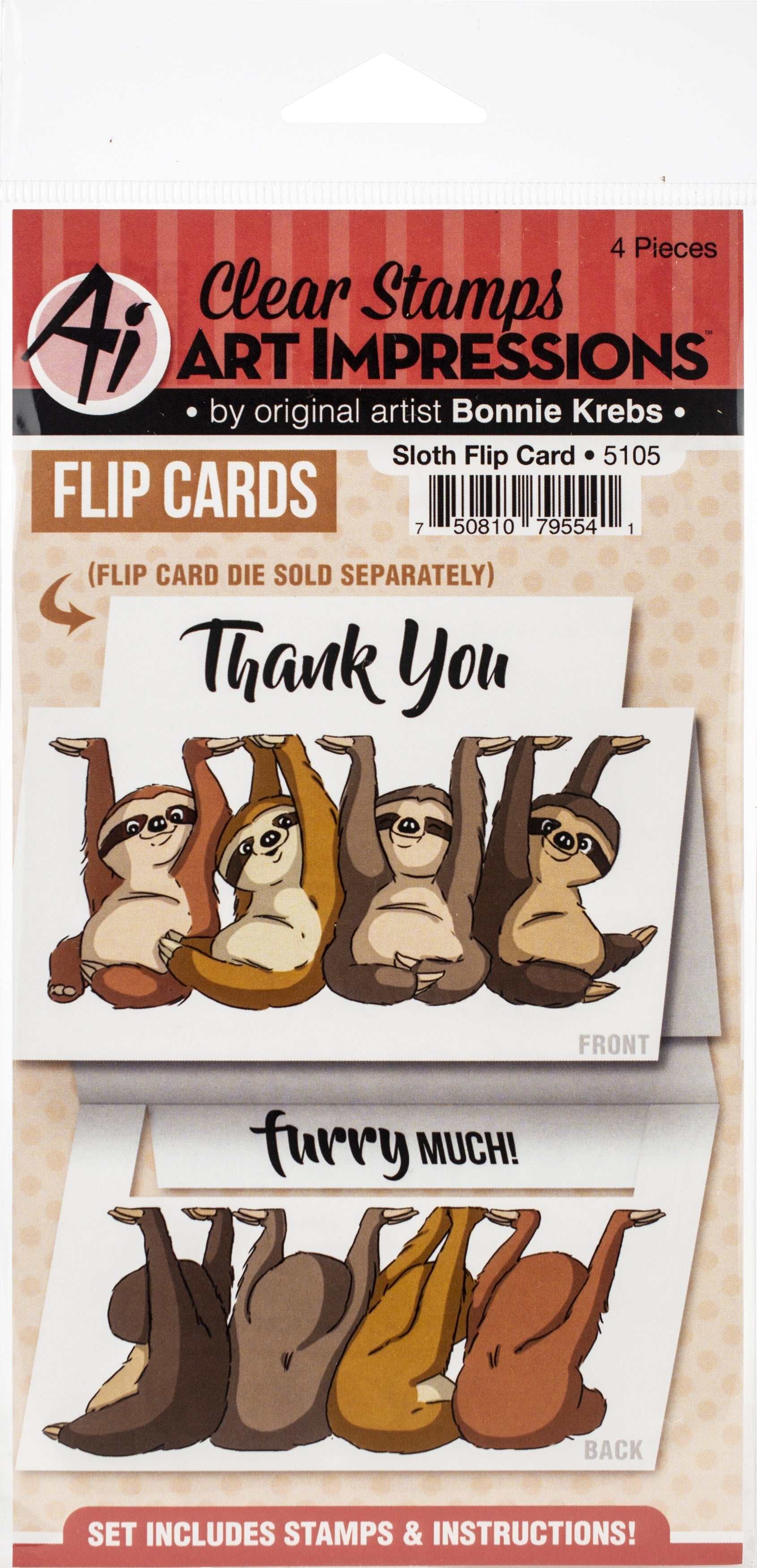 Art Impressions Flip Card Clear Stamp - Sloth