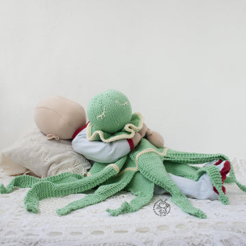 Knitted flat Octopus Toy Baby Lace Blanket.