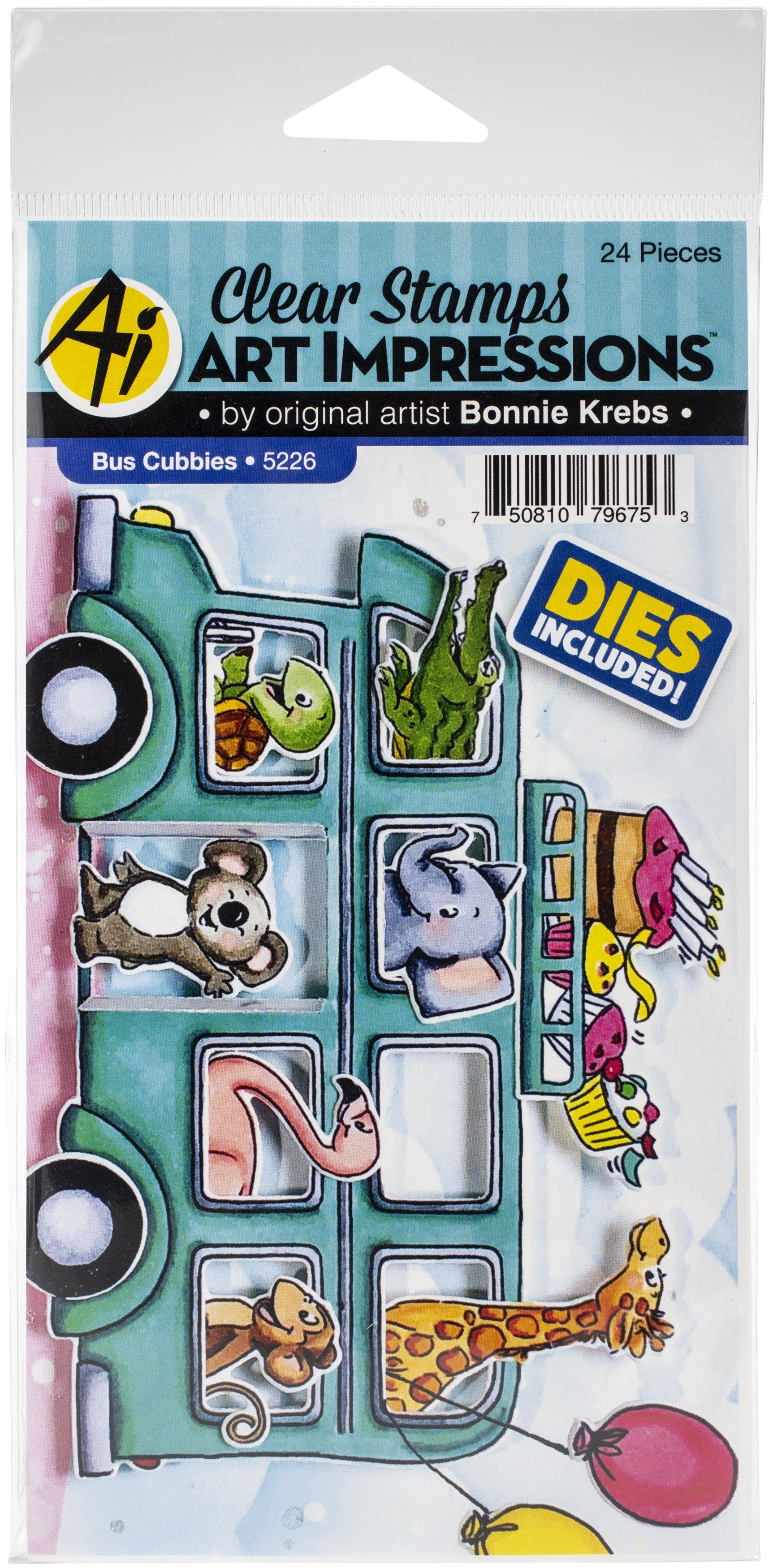 Art Impressions Critter Cubbies Clear Stamp & Die Set - Bus