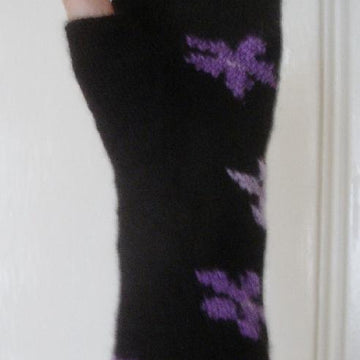 Star-flower long fingerless mitts