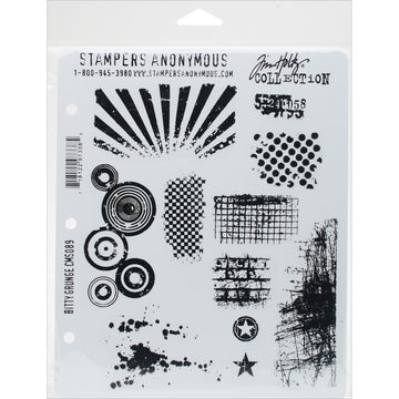 Stampers Anonymous Tim Holtz Cling Stamps 7"X8.5" - Bitty Grunge