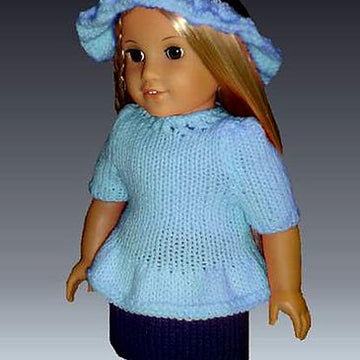 Knitting Pattern, Sweater and skirt set, fits American Girl and all 18 inch dolls 020