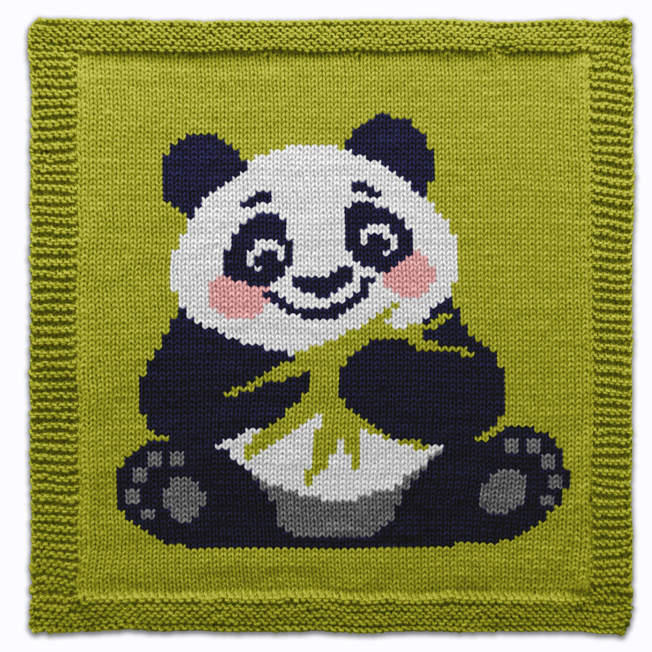Cute Panda Square Knitting Pattern