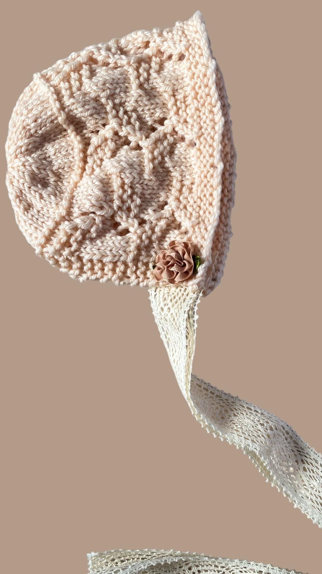 Zig Zag Lace Baby Bonnet