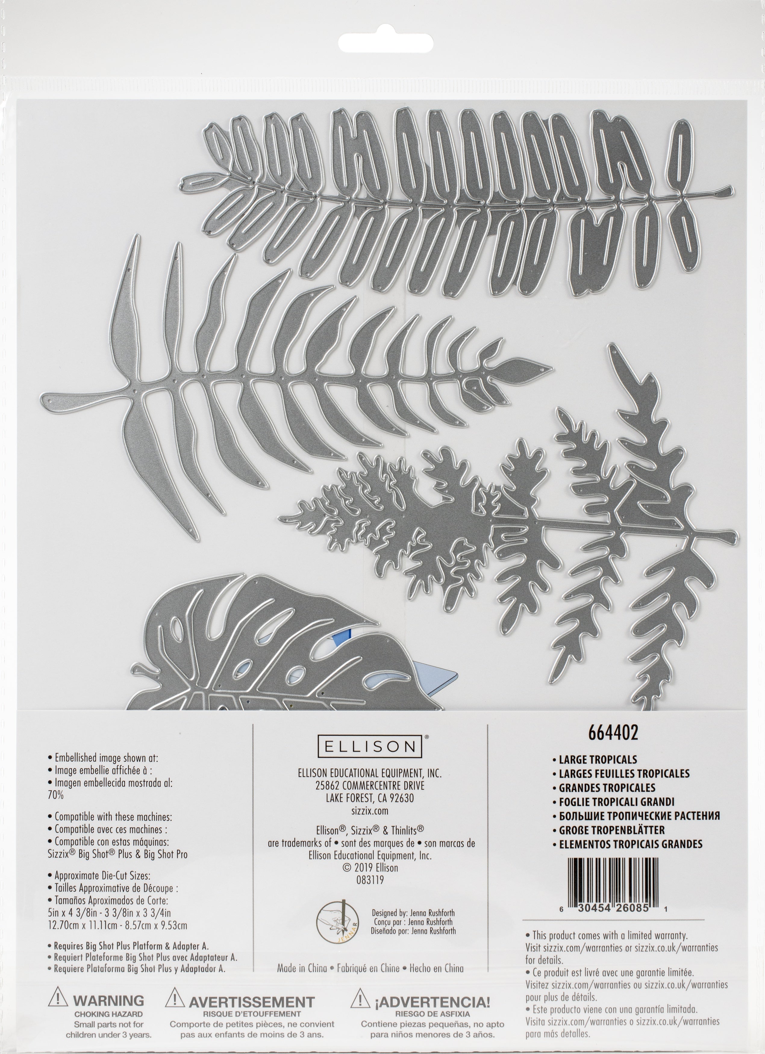 Sizzix Thinlits Plus Dies By Jenna Rushforth 5/Pkg - Large Tropicals