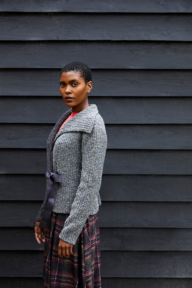 " Ora " - Cardigan Knitting Pattern For Women in Debbie Bliss Donegal Luxury Tweed Aran by Debbie Bliss