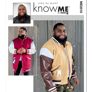 Know Me Men's Varsity Bomber Jacket In Two Lengths by Sins of Many ME2010 - Sewing Pattern
