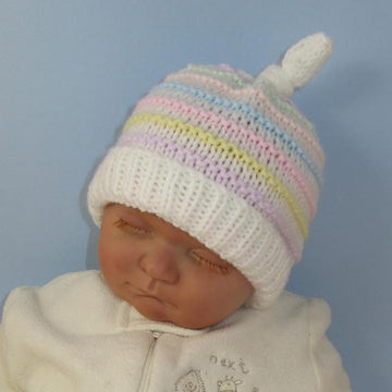 Baby Candy Stripe Topknot Beanie Hat