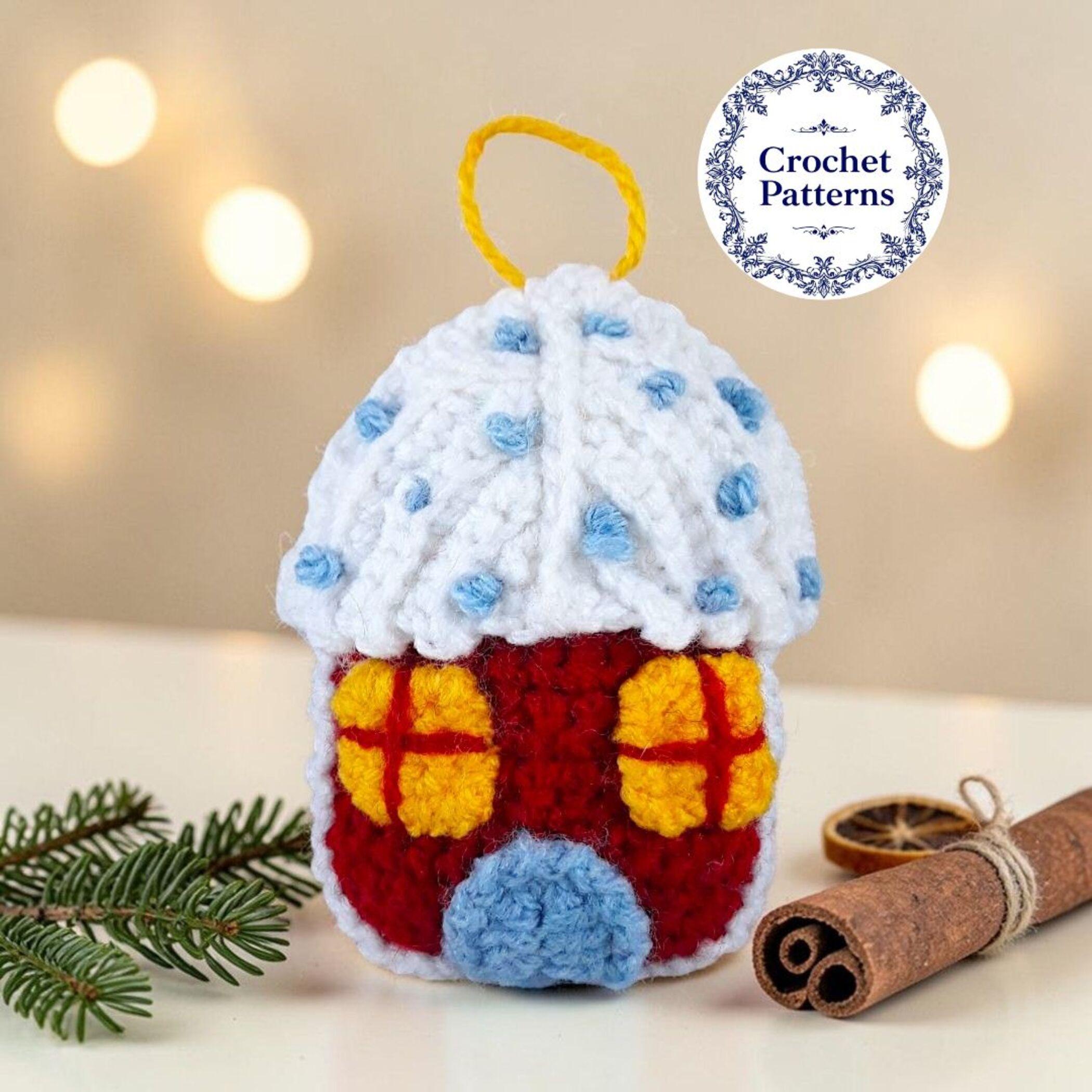 Christmas Gingerbread House Ornament Crochet Pattern, Yule Tree Decor, Holiday Ornament PDF