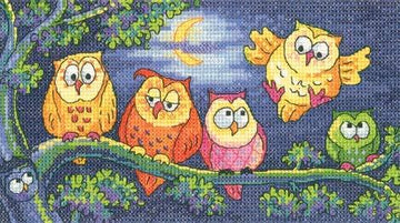 Heritage A Hoot of Owls, 28 count Evenweave Cross Stitch Kit - BFHO1296-28C