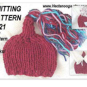 421 KNITTED PIXIE HAT, newborn to age 5