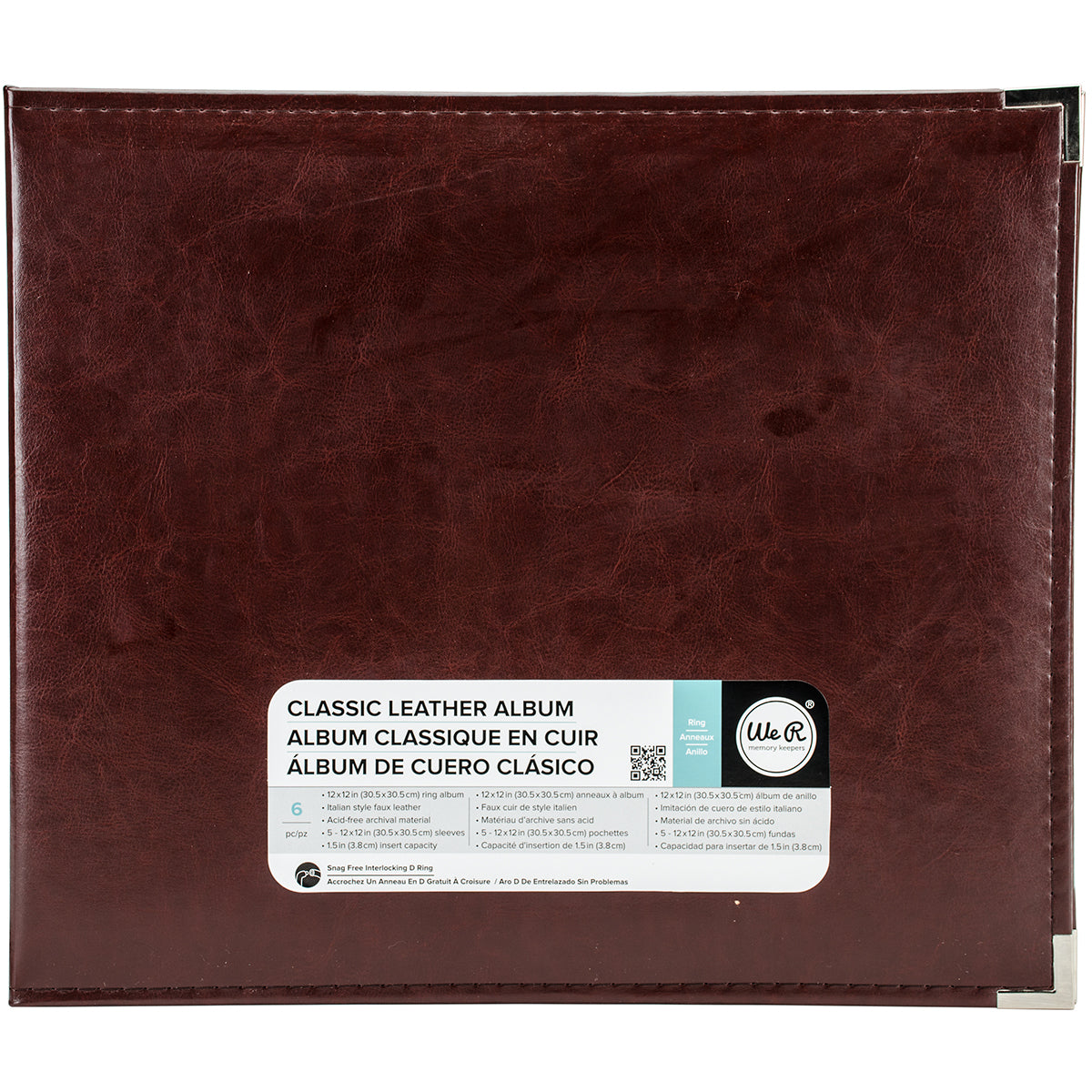 We R Memory Keepers We R Classic Leather D-Ring Album 12"X12" - Cinnamon