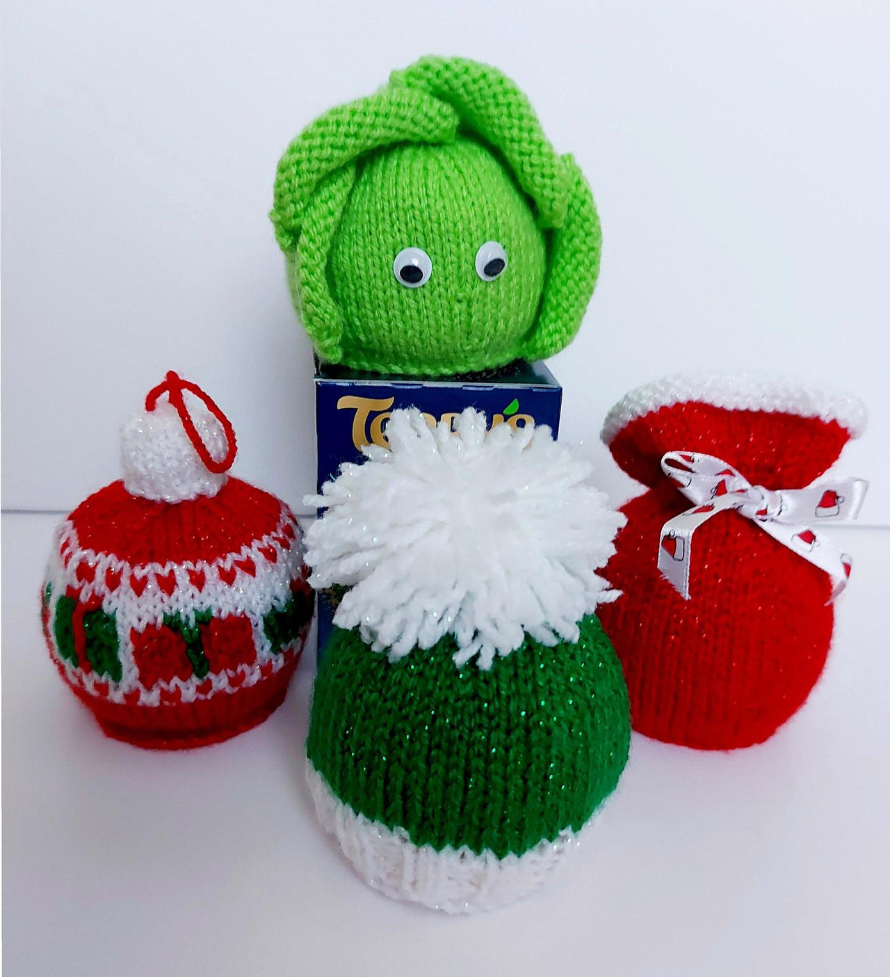 Christmas Chocolate Orange Covers x 4 Sprout Fair Isle Bauble Santa Sack B053