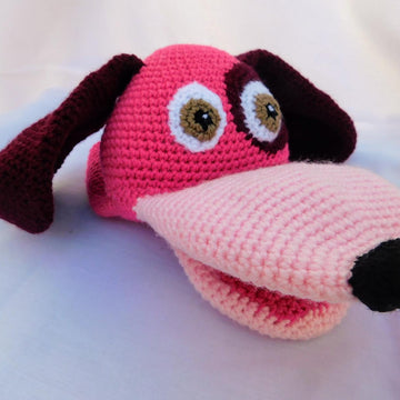 Belita, the amigurumi dog, hand puppet