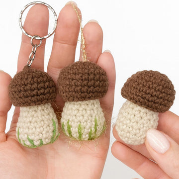 Crochet Mushroom Amigurumi Pattern: Christmas Ornaments & Keychain