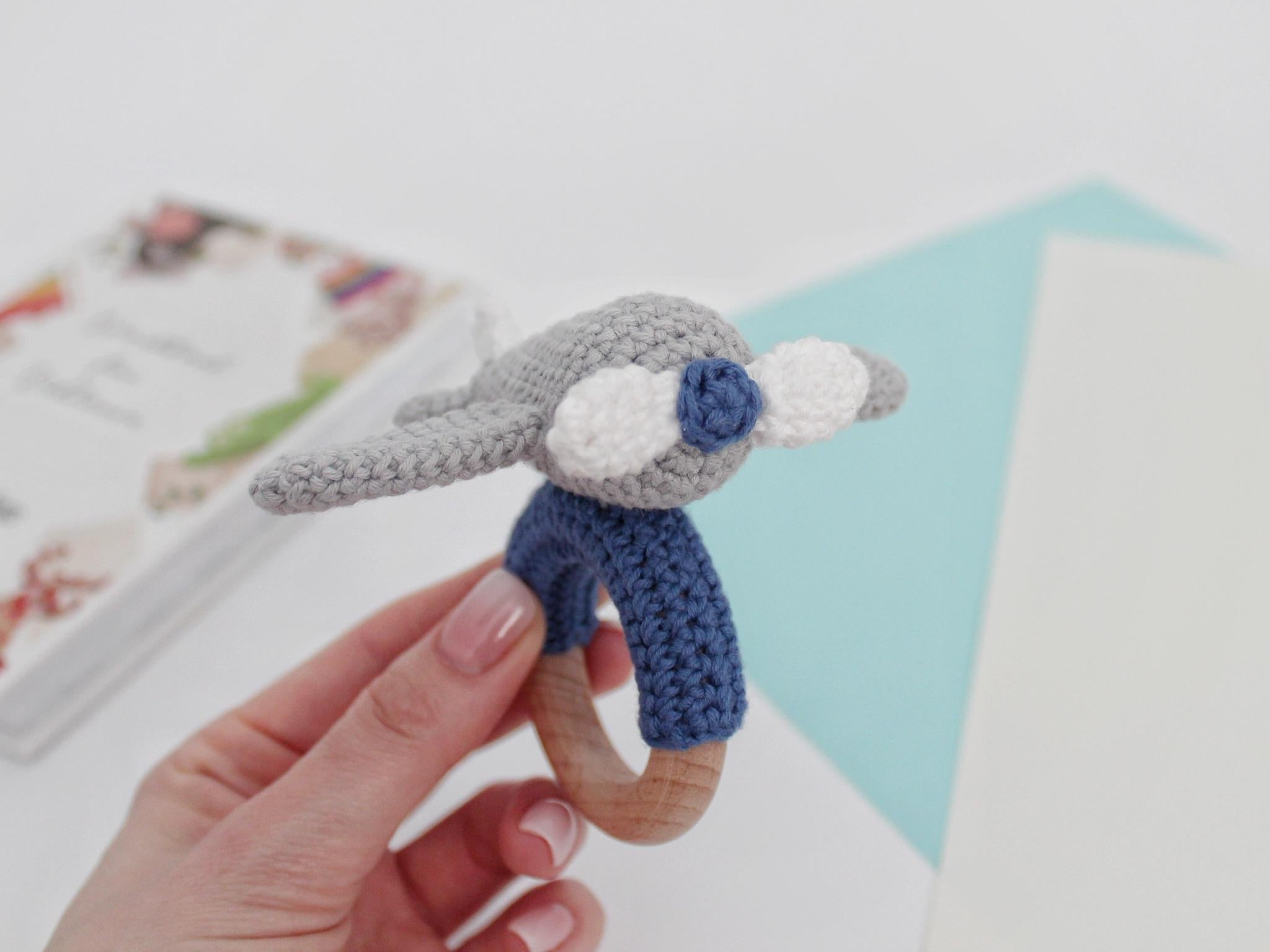 Airplane baby rattle crochet pattern amigurumi