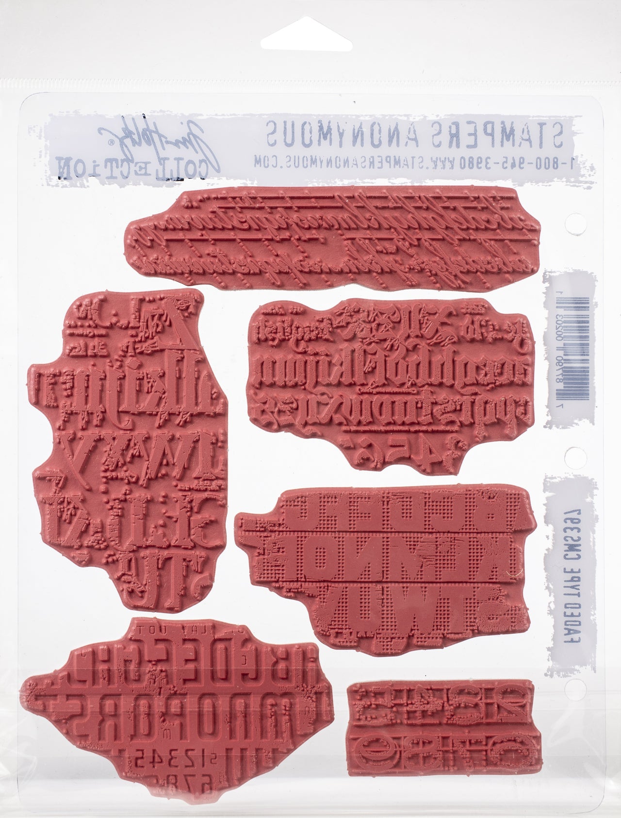 Stampers Anonymous Tim Holtz Cling Stamps 7"X8.5" - Faded Type
