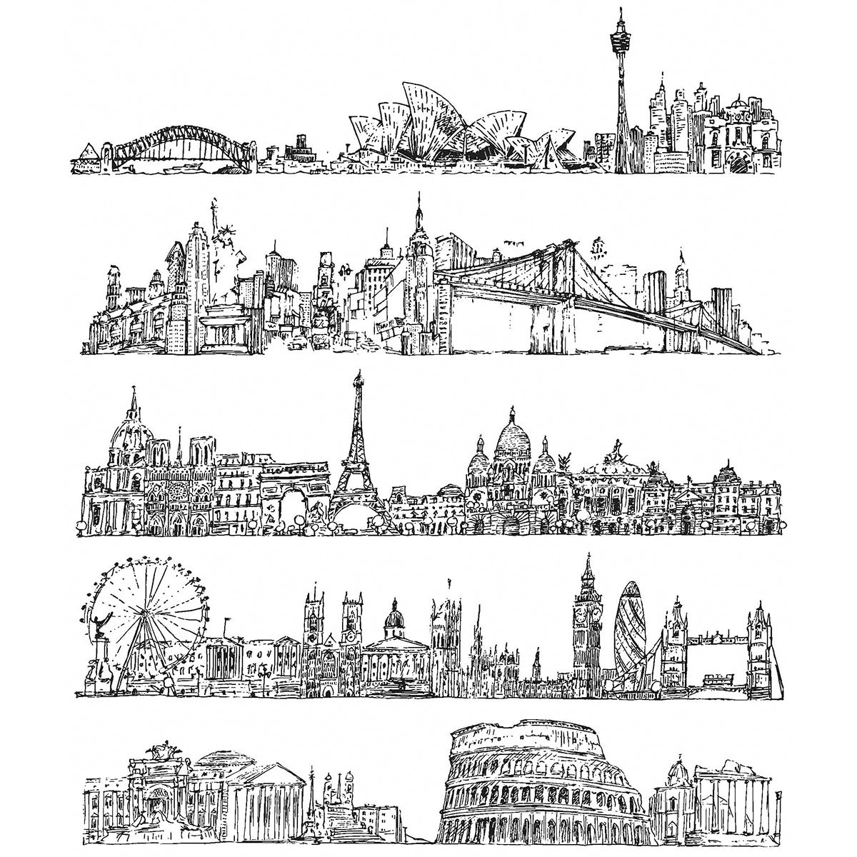 Stampers Anonymous Tim Holtz Cling Stamps 7"X8.5" - Cityscapes