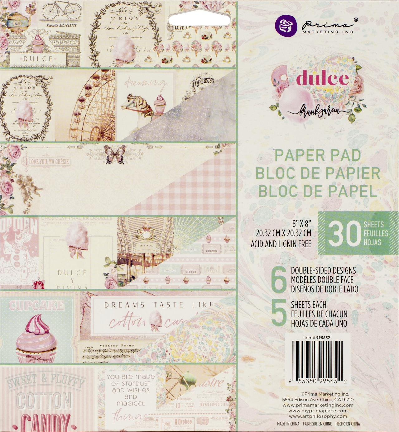 Prima Marketing Double-Sided Paper Pad 8"X8" 30/Pkg - Dulce By Frank Garcia, 6 Designs/5 Each