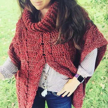 Autumn Breeze Cabled Poncho