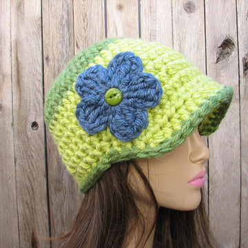 Green crochet hat
