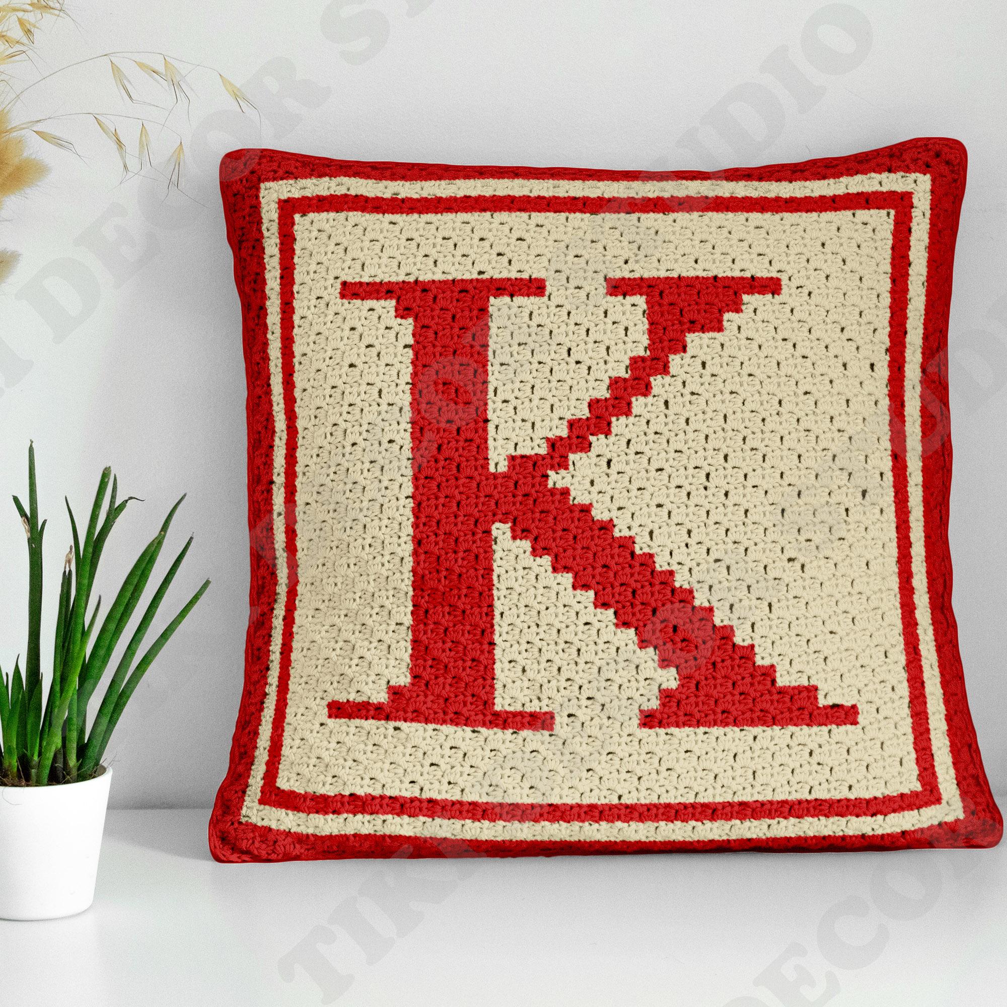 First Letter K Pillow Cover CROCHET PATTERN