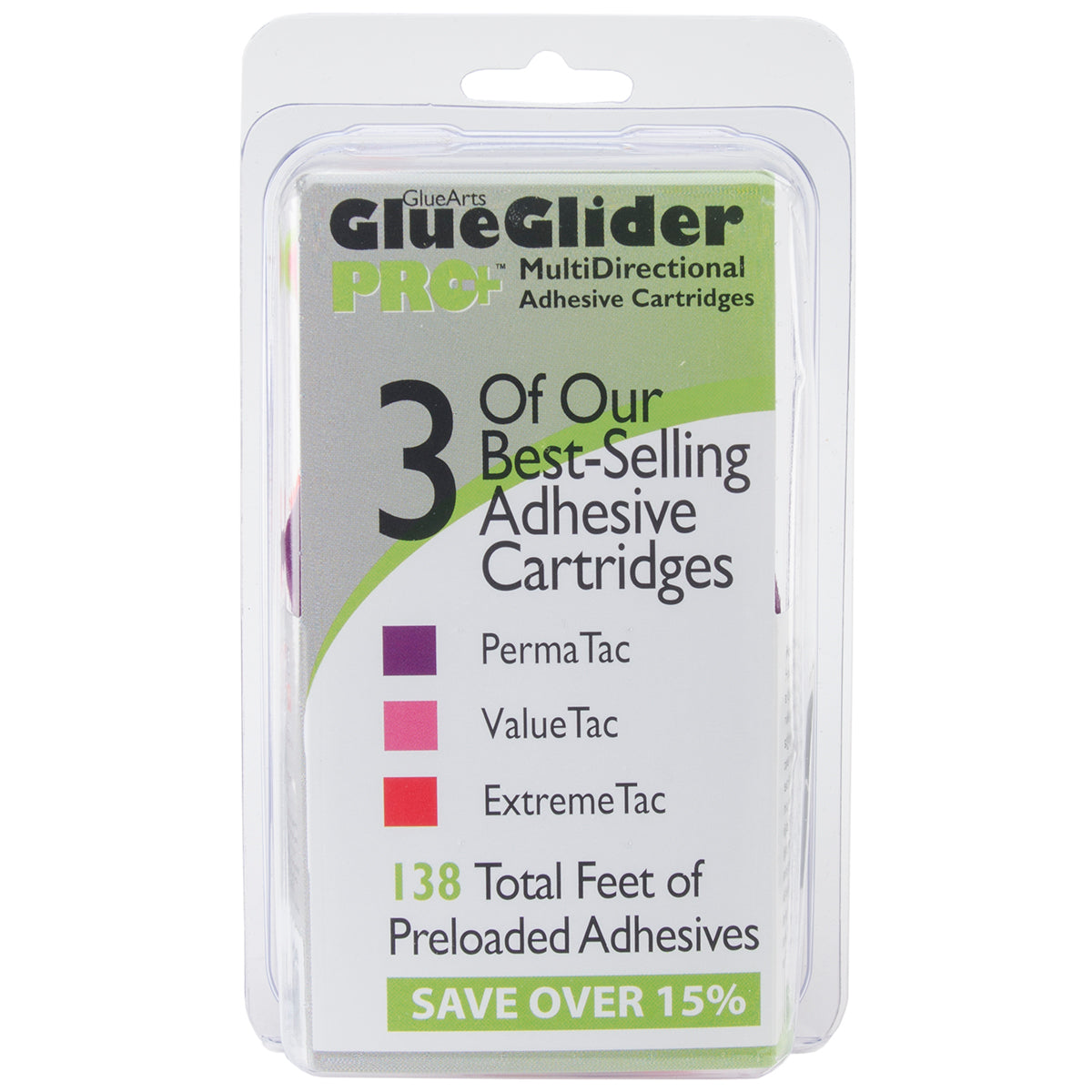 Glue Arts GlueGlider Pro Plus Refill Assortment 3/Pkg - PermaTac, ExtremeTac & ValueTac