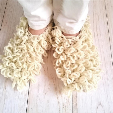Fluffy woollen slippers