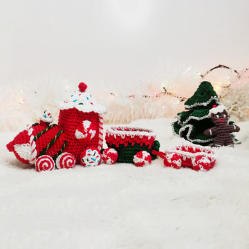 Gingerbread Christmas Train Amigurumi Set
