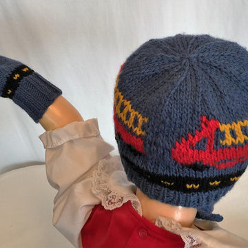 Fire Trucks Ear Flap Hat & Mittens to Match