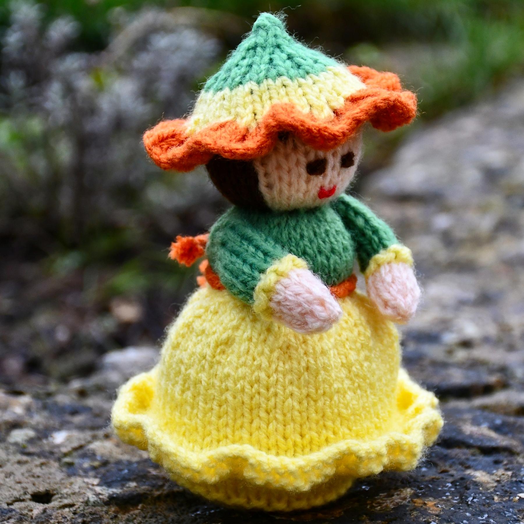 Daffodil Flower Doll Knitting Pattern - Toy Knitting Pattern