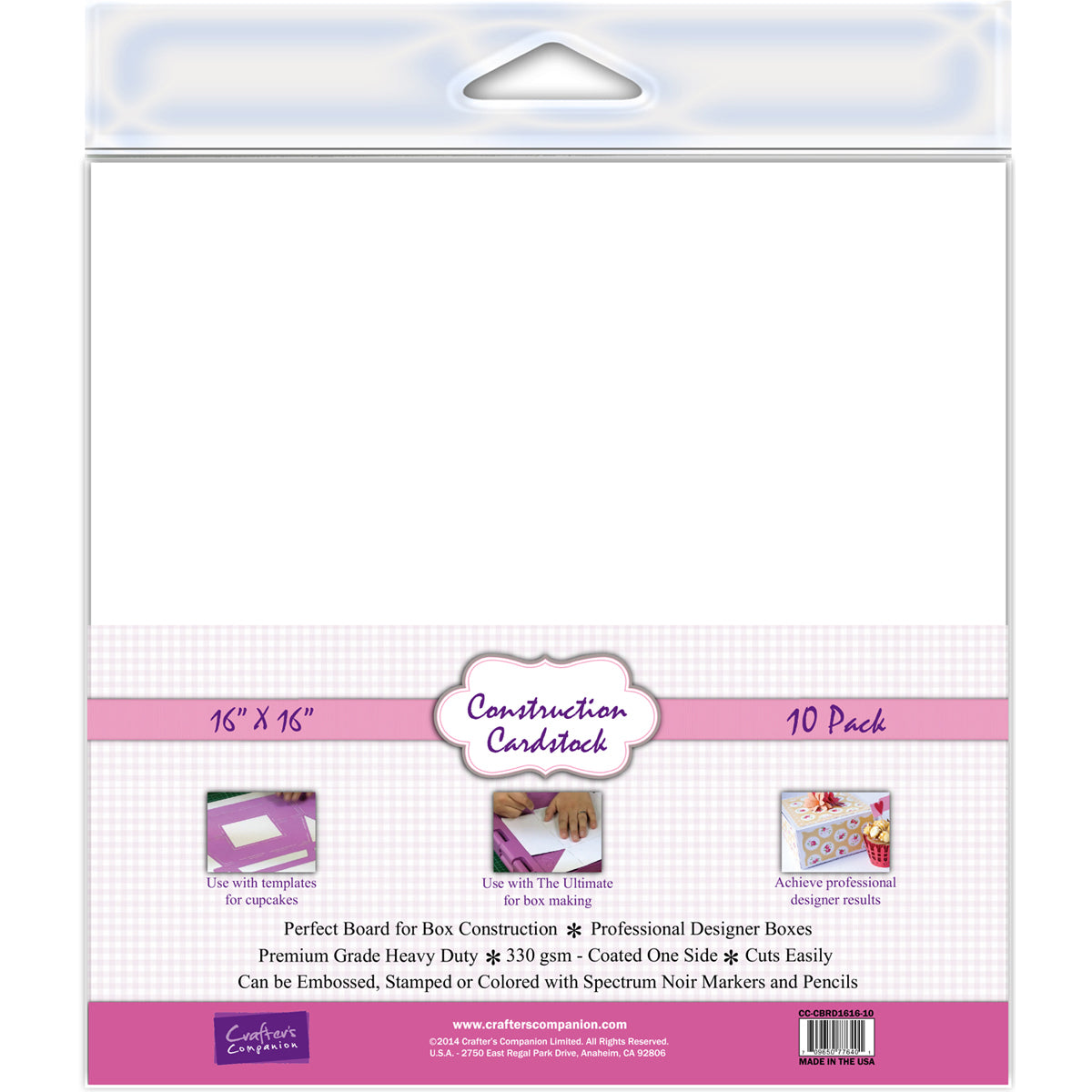 Crafter's Companion Construction Cardstock 16"X16" 10/Pkg - White