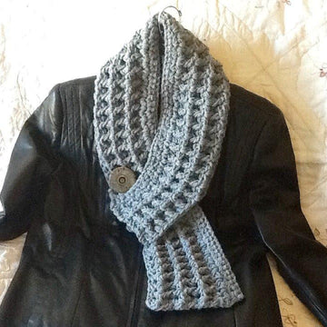 London Grey Mist Crocheted Scarf