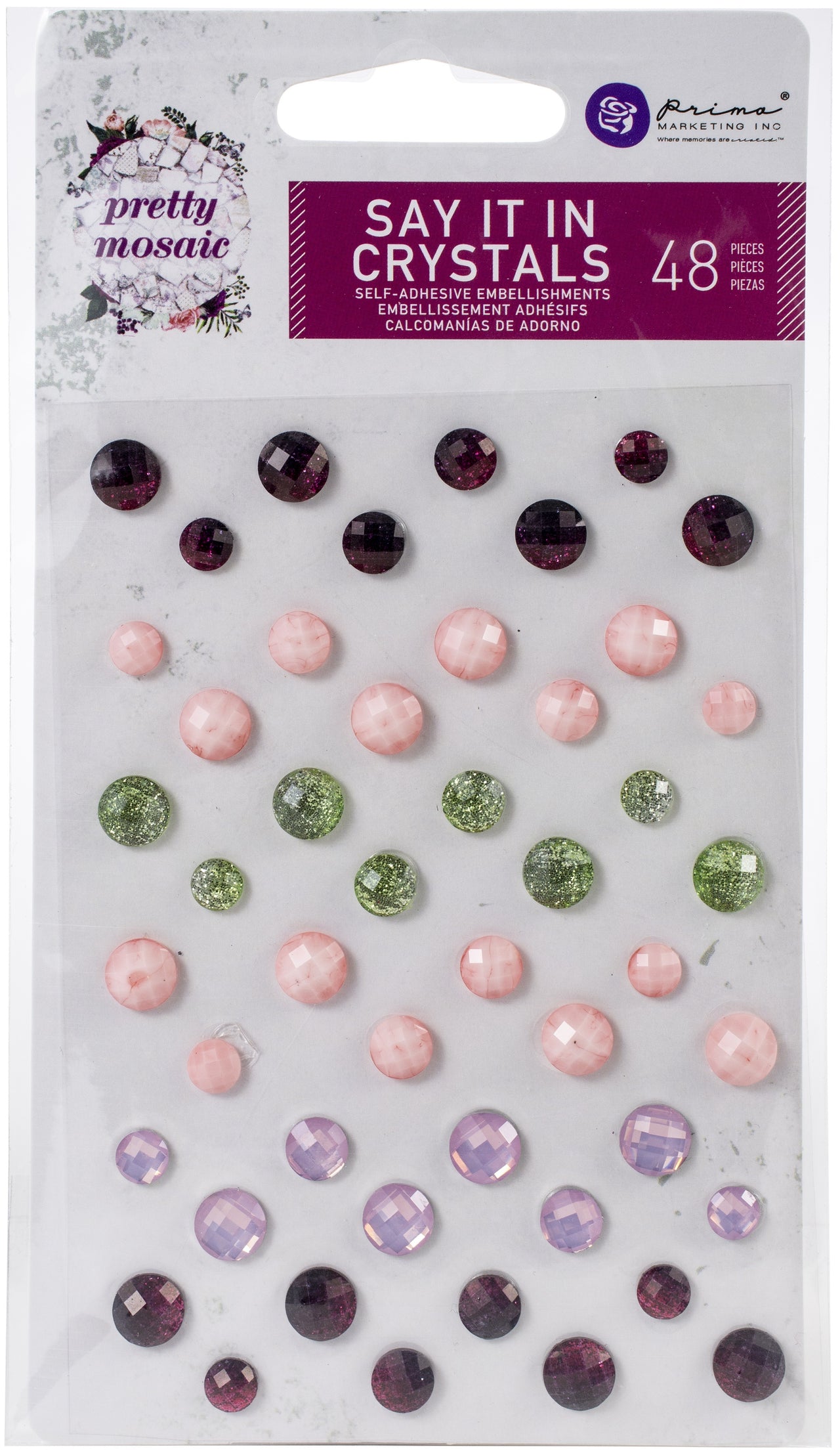 Prima Marketing Pretty Mosaic Say It In Crystals - Assorted Dots 48/Pkg
