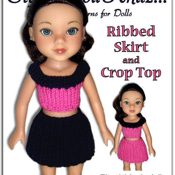 Ribbed Skirt and Crop Top for 14 inch dolls, Hearts for Hearts