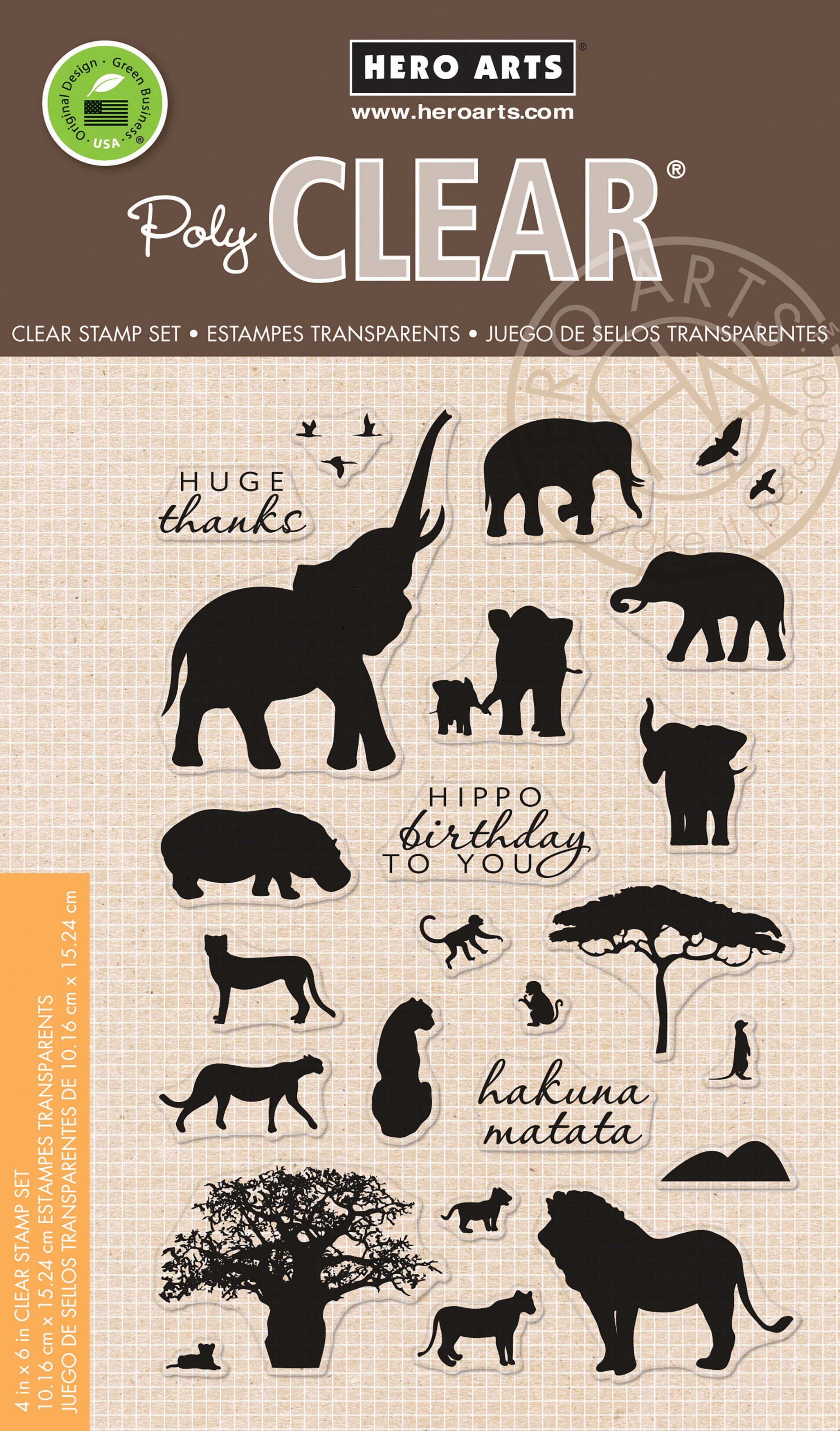 Hero Arts Clear Stamps 4"X6" - Safari Huge Thanks