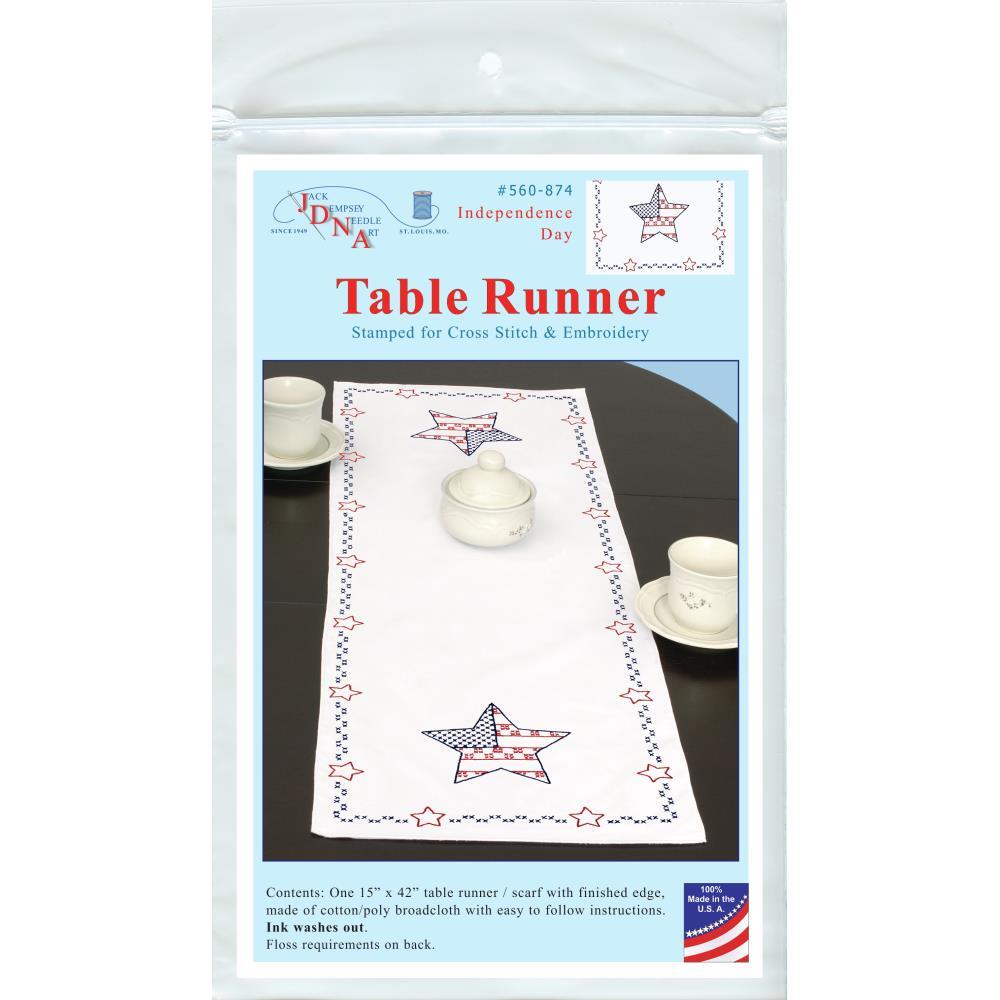 Jack Dempsey Stamped Table Runner Scarf - Independence Day - 15in x 42in