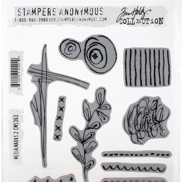 Stampers Anonymous Tim Holtz Cling Stamps 7"X8.5" - Media Marks #2