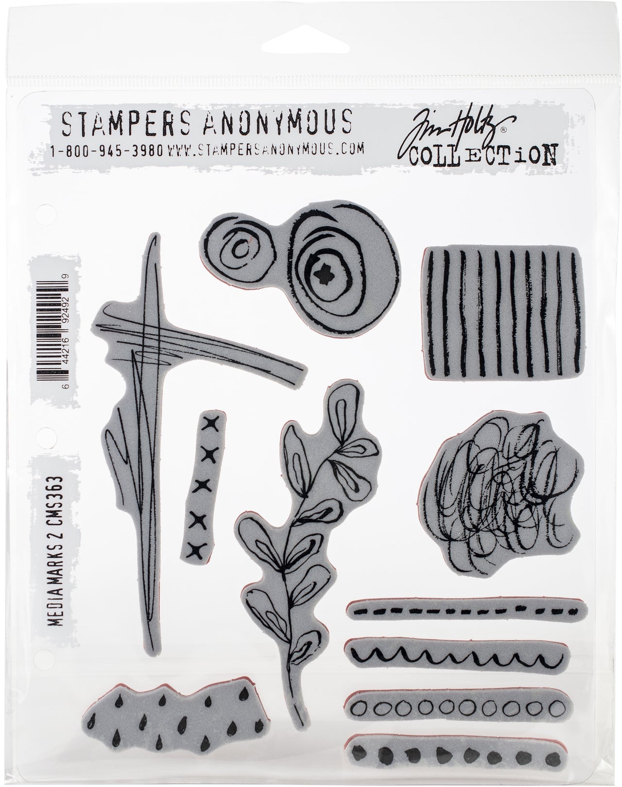 Stampers Anonymous Tim Holtz Cling Stamps 7"X8.5" - Media Marks #2