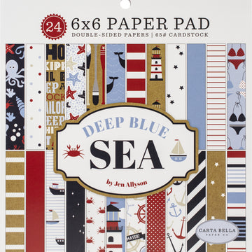 Echo Park Paper Carta Bella Double-Sided Paper Pad 6"X6" 24/Pkg - Deep Blue Sea, 12 Designs/2 Each
