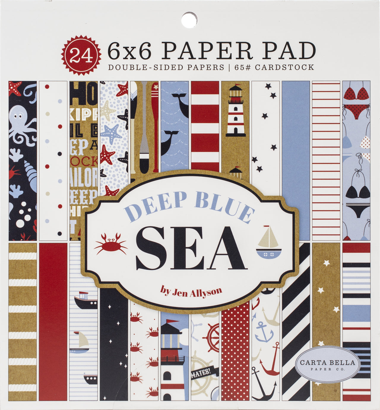 Echo Park Paper Carta Bella Double-Sided Paper Pad 6"X6" 24/Pkg - Deep Blue Sea, 12 Designs/2 Each