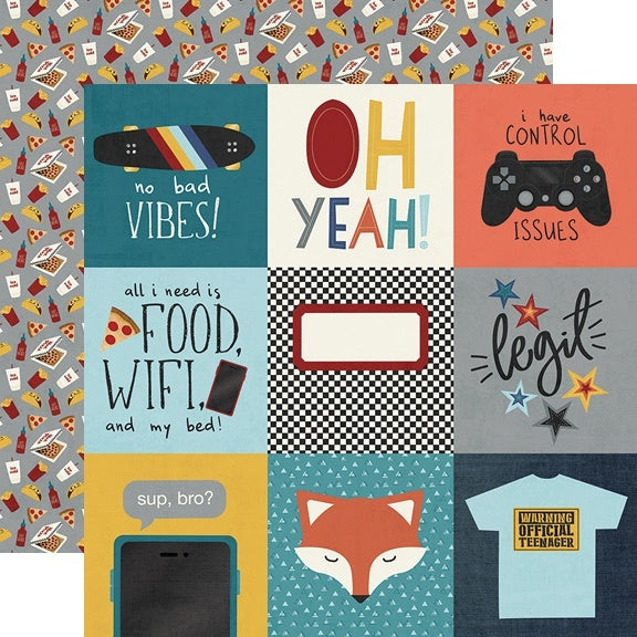 Simple Stories Bro & Co. Double-Sided Cardstock 12"X12" 25/Pkg - 4"X4" Elements
