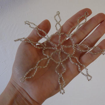 Wire Crocheted Snowflake with Beads