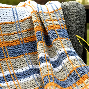 Plaid Tunisian Crochet Afghan