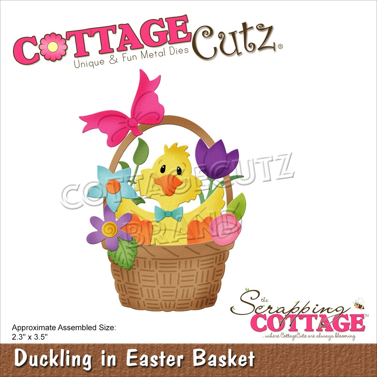 CottageCutz Dies - Duckling In Easter Basket 2.3"X3.5"