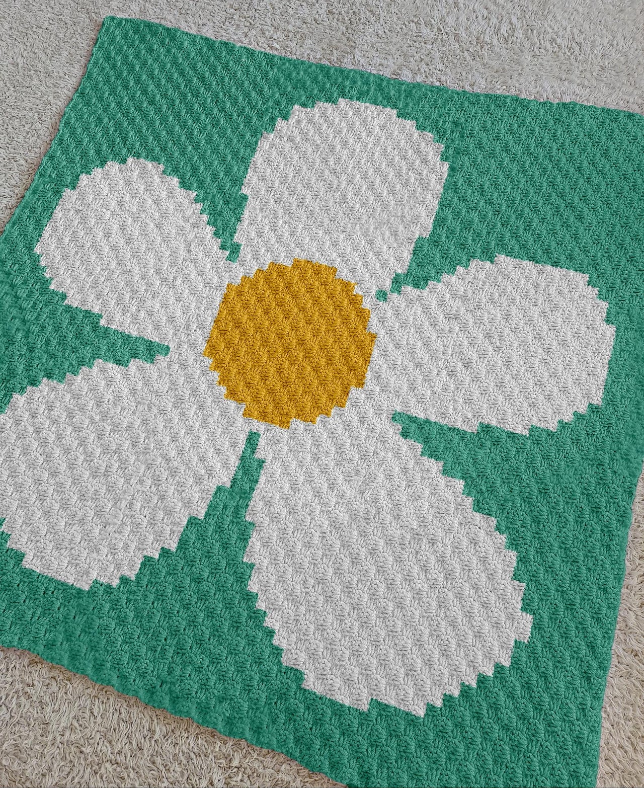 C2C Chamomile Blanket Crochet Pattern Tutorial 60x60 Grid Daisy Graph