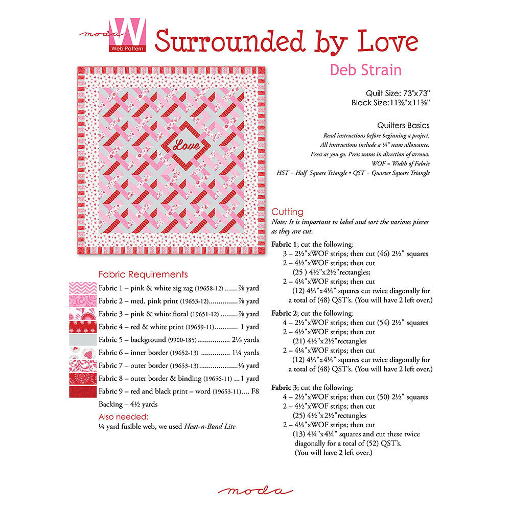 Moda Fabrics Surrounded By Love Quilt - Downloadable PDF