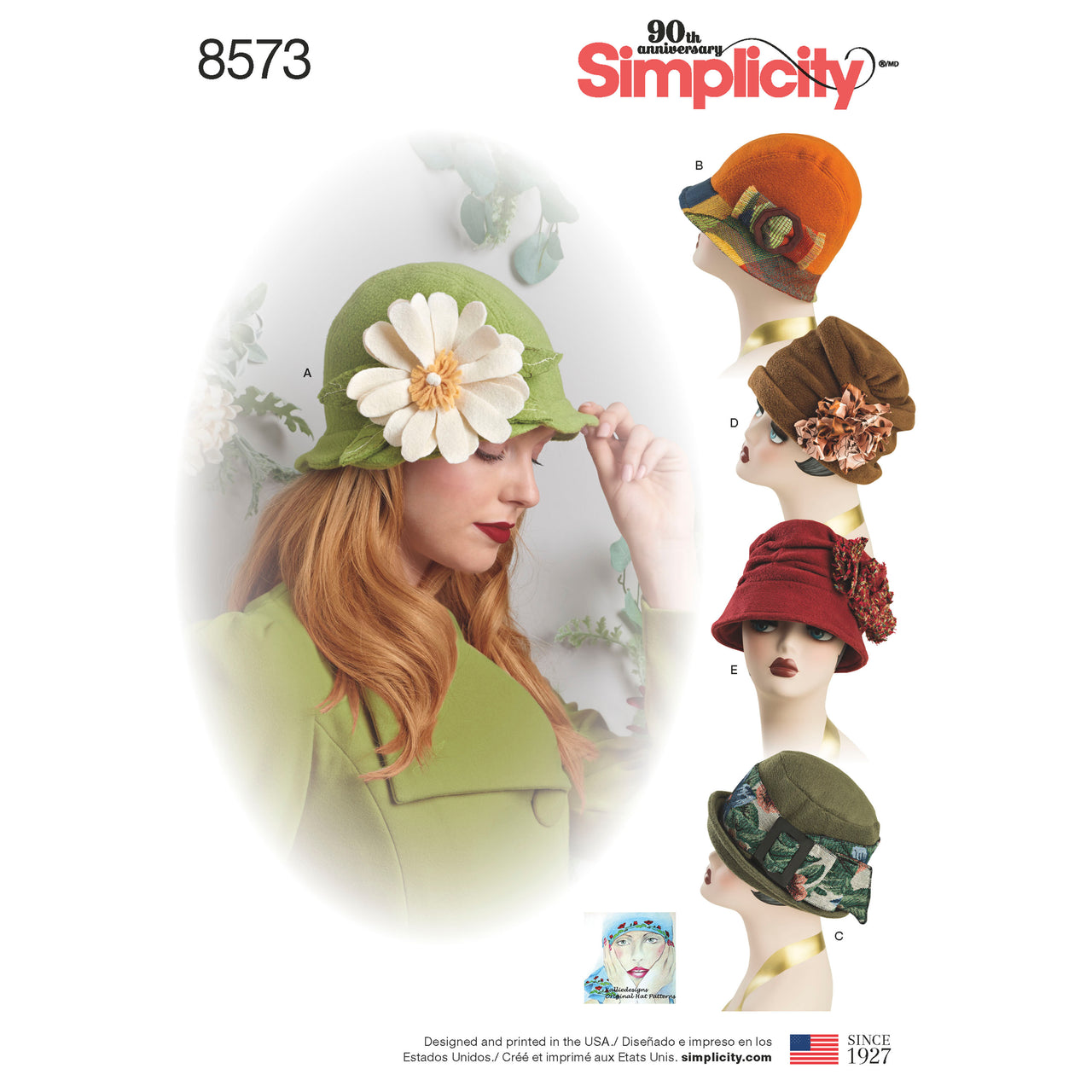 Simplicity 8573 Women's Flapper Hats in Three Sizes - Paper Pattern, Size A (S-M-L)